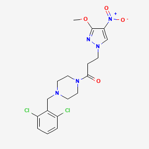 molecular formula C18H21Cl2N5O4 B4842543 1-(2,6-dichlorobenzyl)-4-[3-(3-methoxy-4-nitro-1H-pyrazol-1-yl)propanoyl]piperazine 