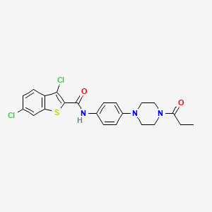 molecular formula C22H21Cl2N3O2S B4842561 3,6-dichloro-N-[4-(4-propionyl-1-piperazinyl)phenyl]-1-benzothiophene-2-carboxamide 