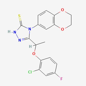 molecular formula C18H15ClFN3O3S B4842570 5-[1-(2-chloro-4-fluorophenoxy)ethyl]-4-(2,3-dihydro-1,4-benzodioxin-6-yl)-4H-1,2,4-triazole-3-thiol 
