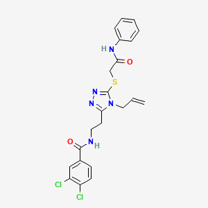 molecular formula C22H21Cl2N5O2S B4842598 N-(2-{4-allyl-5-[(2-anilino-2-oxoethyl)thio]-4H-1,2,4-triazol-3-yl}ethyl)-3,4-dichlorobenzamide 