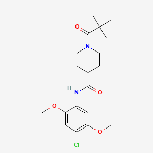 molecular formula C19H27ClN2O4 B4842613 N-(4-chloro-2,5-dimethoxyphenyl)-1-(2,2-dimethylpropanoyl)-4-piperidinecarboxamide 