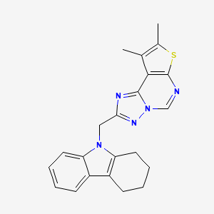 molecular formula C22H21N5S B4842638 9-[(8,9-dimethylthieno[3,2-e][1,2,4]triazolo[1,5-c]pyrimidin-2-yl)methyl]-2,3,4,9-tetrahydro-1H-carbazole 