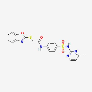 molecular formula C20H17N5O4S2 B4842724 2-(1,3-benzoxazol-2-ylthio)-N-(4-{[(4-methyl-2-pyrimidinyl)amino]sulfonyl}phenyl)acetamide 