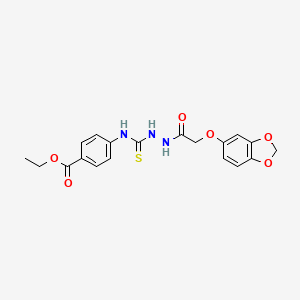 molecular formula C19H19N3O6S B4842729 ethyl 4-[({2-[(1,3-benzodioxol-5-yloxy)acetyl]hydrazino}carbonothioyl)amino]benzoate 