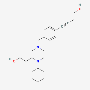 molecular formula C23H34N2O2 B4842731 4-(4-{[4-cyclohexyl-3-(2-hydroxyethyl)-1-piperazinyl]methyl}phenyl)-3-butyn-1-ol 