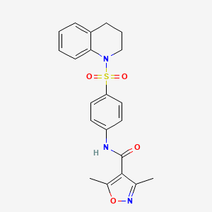 molecular formula C21H21N3O4S B4842754 N-[4-(3,4-dihydro-1(2H)-quinolinylsulfonyl)phenyl]-3,5-dimethyl-4-isoxazolecarboxamide 