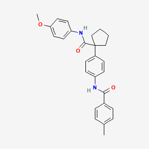 molecular formula C27H28N2O3 B4842763 N-[4-(1-{[(4-methoxyphenyl)amino]carbonyl}cyclopentyl)phenyl]-4-methylbenzamide 