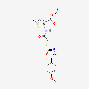 ethyl 2-[({[5-(4-methoxyphenyl)-1,3,4-oxadiazol-2-yl]thio}acetyl)amino]-4,5-dimethyl-3-thiophenecarboxylate