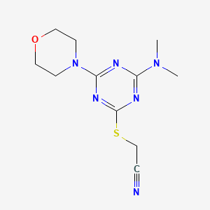 molecular formula C11H16N6OS B4842885 {[4-(dimethylamino)-6-(4-morpholinyl)-1,3,5-triazin-2-yl]thio}acetonitrile 