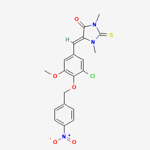 molecular formula C20H18ClN3O5S B4842893 5-{3-chloro-5-methoxy-4-[(4-nitrobenzyl)oxy]benzylidene}-1,3-dimethyl-2-thioxo-4-imidazolidinone 
