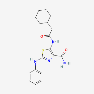 molecular formula C18H22N4O2S B4842929 2-anilino-5-[(cyclohexylacetyl)amino]-1,3-thiazole-4-carboxamide 