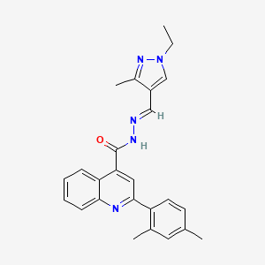molecular formula C25H25N5O B4842959 2-(2,4-dimethylphenyl)-N'-[(1-ethyl-3-methyl-1H-pyrazol-4-yl)methylene]-4-quinolinecarbohydrazide 