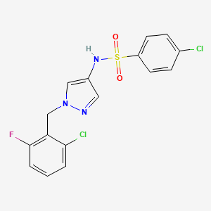 molecular formula C16H12Cl2FN3O2S B4842970 4-chloro-N-[1-(2-chloro-6-fluorobenzyl)-1H-pyrazol-4-yl]benzenesulfonamide 