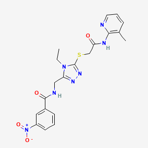 molecular formula C20H21N7O4S B4842993 N-{[4-ethyl-5-({2-[(3-methyl-2-pyridinyl)amino]-2-oxoethyl}thio)-4H-1,2,4-triazol-3-yl]methyl}-3-nitrobenzamide 