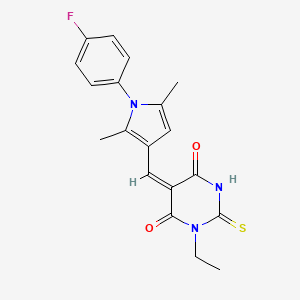 molecular formula C19H18FN3O2S B4843061 1-ethyl-5-{[1-(4-fluorophenyl)-2,5-dimethyl-1H-pyrrol-3-yl]methylene}-2-thioxodihydro-4,6(1H,5H)-pyrimidinedione 