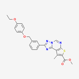 molecular formula C25H22N4O4S B4843076 methyl 2-{3-[(4-ethoxyphenoxy)methyl]phenyl}-9-methylthieno[3,2-e][1,2,4]triazolo[1,5-c]pyrimidine-8-carboxylate 