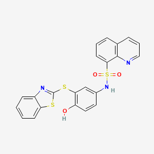 molecular formula C22H15N3O3S3 B4843136 N-[3-(1,3-benzothiazol-2-ylthio)-4-hydroxyphenyl]-8-quinolinesulfonamide 