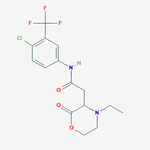 molecular formula C15H16ClF3N2O3 B4843154 N-[4-chloro-3-(trifluoromethyl)phenyl]-2-(4-ethyl-2-oxo-3-morpholinyl)acetamide 