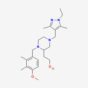 molecular formula C24H38N4O2 B4843210 2-[4-[(1-ethyl-3,5-dimethyl-1H-pyrazol-4-yl)methyl]-1-(4-methoxy-2,3-dimethylbenzyl)-2-piperazinyl]ethanol 