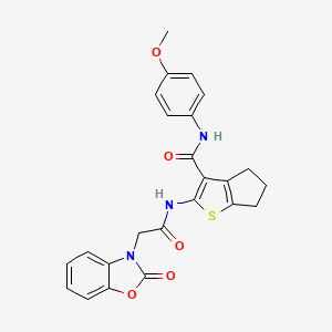 molecular formula C24H21N3O5S B4843218 N-(4-methoxyphenyl)-2-{[(2-oxo-1,3-benzoxazol-3(2H)-yl)acetyl]amino}-5,6-dihydro-4H-cyclopenta[b]thiophene-3-carboxamide 