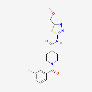 molecular formula C17H19FN4O3S B4843260 1-(3-fluorobenzoyl)-N-[5-(methoxymethyl)-1,3,4-thiadiazol-2-yl]-4-piperidinecarboxamide 