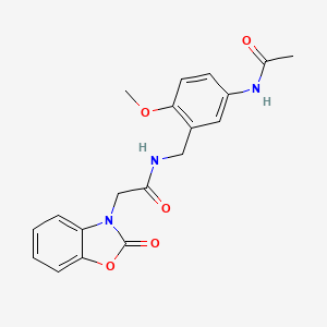 molecular formula C19H19N3O5 B4843334 N-[5-(acetylamino)-2-methoxybenzyl]-2-(2-oxo-1,3-benzoxazol-3(2H)-yl)acetamide 
