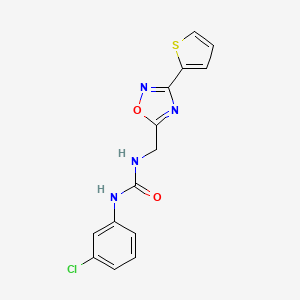 molecular formula C14H11ClN4O2S B4843344 N-(3-chlorophenyl)-N'-{[3-(2-thienyl)-1,2,4-oxadiazol-5-yl]methyl}urea 