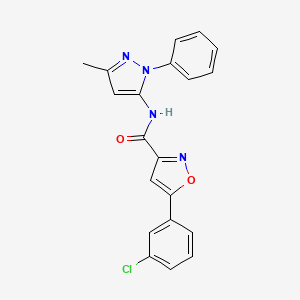 molecular formula C20H15ClN4O2 B4843352 5-(3-chlorophenyl)-N-(3-methyl-1-phenyl-1H-pyrazol-5-yl)-3-isoxazolecarboxamide 