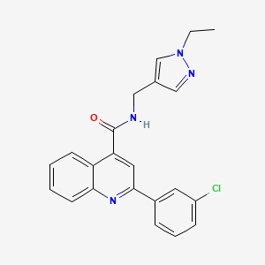 molecular formula C22H19ClN4O B4843403 2-(3-chlorophenyl)-N-[(1-ethyl-1H-pyrazol-4-yl)methyl]-4-quinolinecarboxamide 