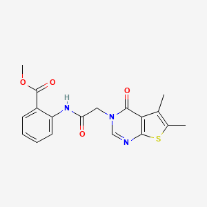 molecular formula C18H17N3O4S B4843413 methyl 2-{[(5,6-dimethyl-4-oxothieno[2,3-d]pyrimidin-3(4H)-yl)acetyl]amino}benzoate 