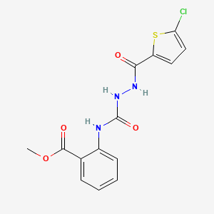 molecular formula C14H12ClN3O4S B4843419 methyl 2-[({2-[(5-chloro-2-thienyl)carbonyl]hydrazino}carbonyl)amino]benzoate 