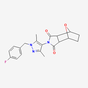 molecular formula C20H20FN3O3 B4843435 4-[1-(4-fluorobenzyl)-3,5-dimethyl-1H-pyrazol-4-yl]-10-oxa-4-azatricyclo[5.2.1.0~2,6~]decane-3,5-dione 