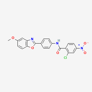 molecular formula C21H14ClN3O5 B4843453 2-chloro-N-[4-(5-methoxy-1,3-benzoxazol-2-yl)phenyl]-4-nitrobenzamide 