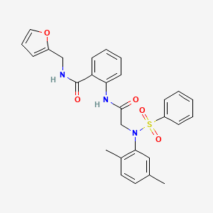 molecular formula C28H27N3O5S B4843510 2-{[N-(2,5-dimethylphenyl)-N-(phenylsulfonyl)glycyl]amino}-N-(2-furylmethyl)benzamide 