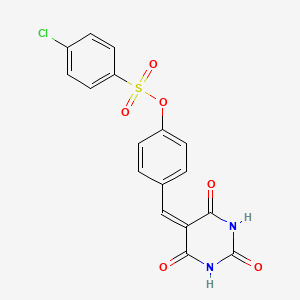 molecular formula C17H11ClN2O6S B4843520 4-[(2,4,6-trioxotetrahydro-5(2H)-pyrimidinylidene)methyl]phenyl 4-chlorobenzenesulfonate 