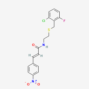 molecular formula C18H16ClFN2O3S B4843524 N-{2-[(2-chloro-6-fluorobenzyl)thio]ethyl}-3-(4-nitrophenyl)acrylamide 