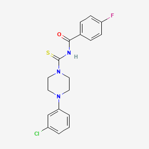 molecular formula C18H17ClFN3OS B4843560 N-{[4-(3-chlorophenyl)-1-piperazinyl]carbonothioyl}-4-fluorobenzamide 