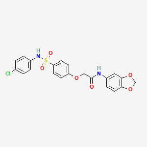 molecular formula C21H17ClN2O6S B4843563 N-1,3-benzodioxol-5-yl-2-(4-{[(4-chlorophenyl)amino]sulfonyl}phenoxy)acetamide 