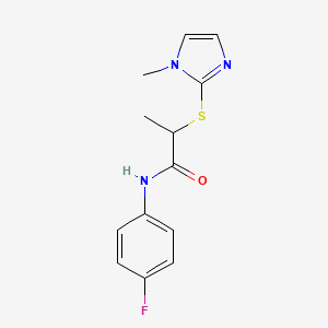 molecular formula C13H14FN3OS B4843604 N-(4-fluorophenyl)-2-[(1-methyl-1H-imidazol-2-yl)thio]propanamide 