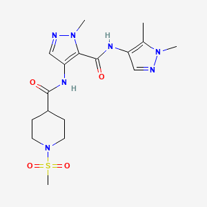 molecular formula C17H25N7O4S B4843612 N-(5-{[(1,5-dimethyl-1H-pyrazol-4-yl)amino]carbonyl}-1-methyl-1H-pyrazol-4-yl)-1-(methylsulfonyl)-4-piperidinecarboxamide 