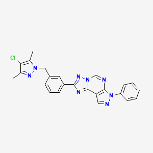 molecular formula C24H19ClN8 B4843622 2-{3-[(4-chloro-3,5-dimethyl-1H-pyrazol-1-yl)methyl]phenyl}-7-phenyl-7H-pyrazolo[4,3-e][1,2,4]triazolo[1,5-c]pyrimidine 