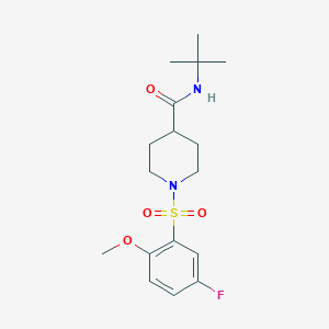 molecular formula C17H25FN2O4S B4843636 N-(tert-butyl)-1-[(5-fluoro-2-methoxyphenyl)sulfonyl]-4-piperidinecarboxamide 