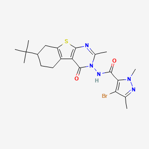 molecular formula C21H26BrN5O2S B4843663 4-bromo-N-(7-tert-butyl-2-methyl-4-oxo-5,6,7,8-tetrahydro[1]benzothieno[2,3-d]pyrimidin-3(4H)-yl)-1,3-dimethyl-1H-pyrazole-5-carboxamide 