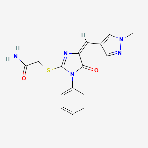 molecular formula C16H15N5O2S B4843669 2-({4-[(1-methyl-1H-pyrazol-4-yl)methylene]-5-oxo-1-phenyl-4,5-dihydro-1H-imidazol-2-yl}thio)acetamide 