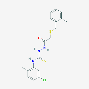 molecular formula C18H20ClN3OS2 B4843693 N-(5-chloro-2-methylphenyl)-2-{[(2-methylbenzyl)thio]acetyl}hydrazinecarbothioamide 