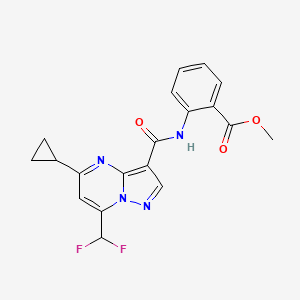 molecular formula C19H16F2N4O3 B4843696 methyl 2-({[5-cyclopropyl-7-(difluoromethyl)pyrazolo[1,5-a]pyrimidin-3-yl]carbonyl}amino)benzoate 