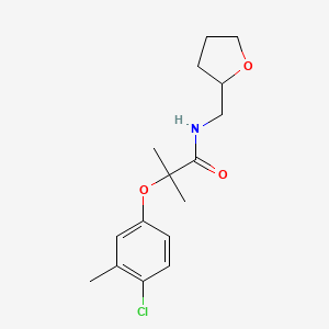 molecular formula C16H22ClNO3 B4843732 2-(4-chloro-3-methylphenoxy)-2-methyl-N-(tetrahydro-2-furanylmethyl)propanamide 