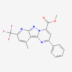 molecular formula C19H13F3N4O2 B4843795 methyl 10-methyl-2-phenyl-8-(trifluoromethyl)pyrido[2',3':3,4]pyrazolo[1,5-a]pyrimidine-4-carboxylate 