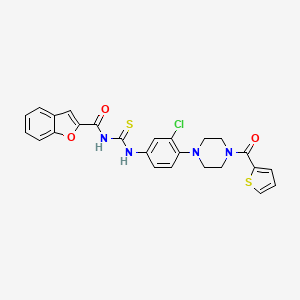 molecular formula C25H21ClN4O3S2 B4843832 N-[({3-chloro-4-[4-(2-thienylcarbonyl)-1-piperazinyl]phenyl}amino)carbonothioyl]-1-benzofuran-2-carboxamide 