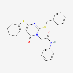 molecular formula C25H23N3O2S2 B4843861 2-[2-(benzylthio)-4-oxo-5,6,7,8-tetrahydro[1]benzothieno[2,3-d]pyrimidin-3(4H)-yl]-N-phenylacetamide 